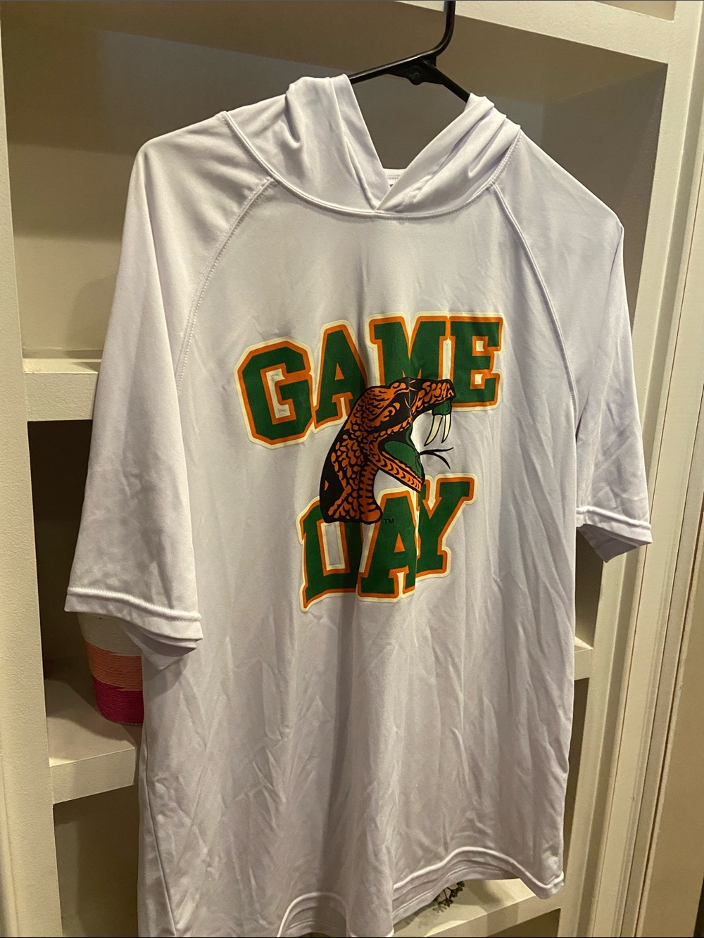 GAME DAY White Hooded Sports Tee with FAMU Rattlers Football Florida A&M